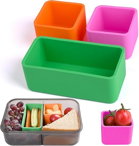 Miniatura 1 de Moukiween Divisores de silicona para lonchera, 3 piezas de divisores de silicona para cajas Bento, accesorios para contenedores de almuerzo,