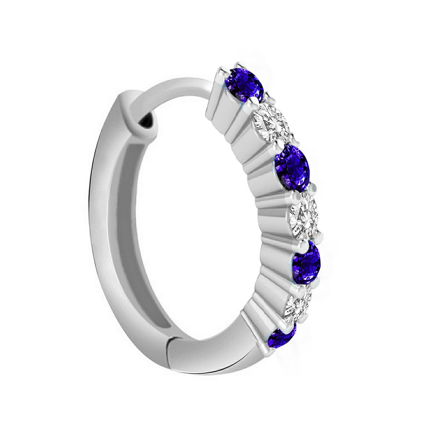 Paam 92.5-925 Sterling Silver Round Shape White Blue Cubic Zirconia Prong Setting Saniya Style Nose Ring for Women Girls-image-20