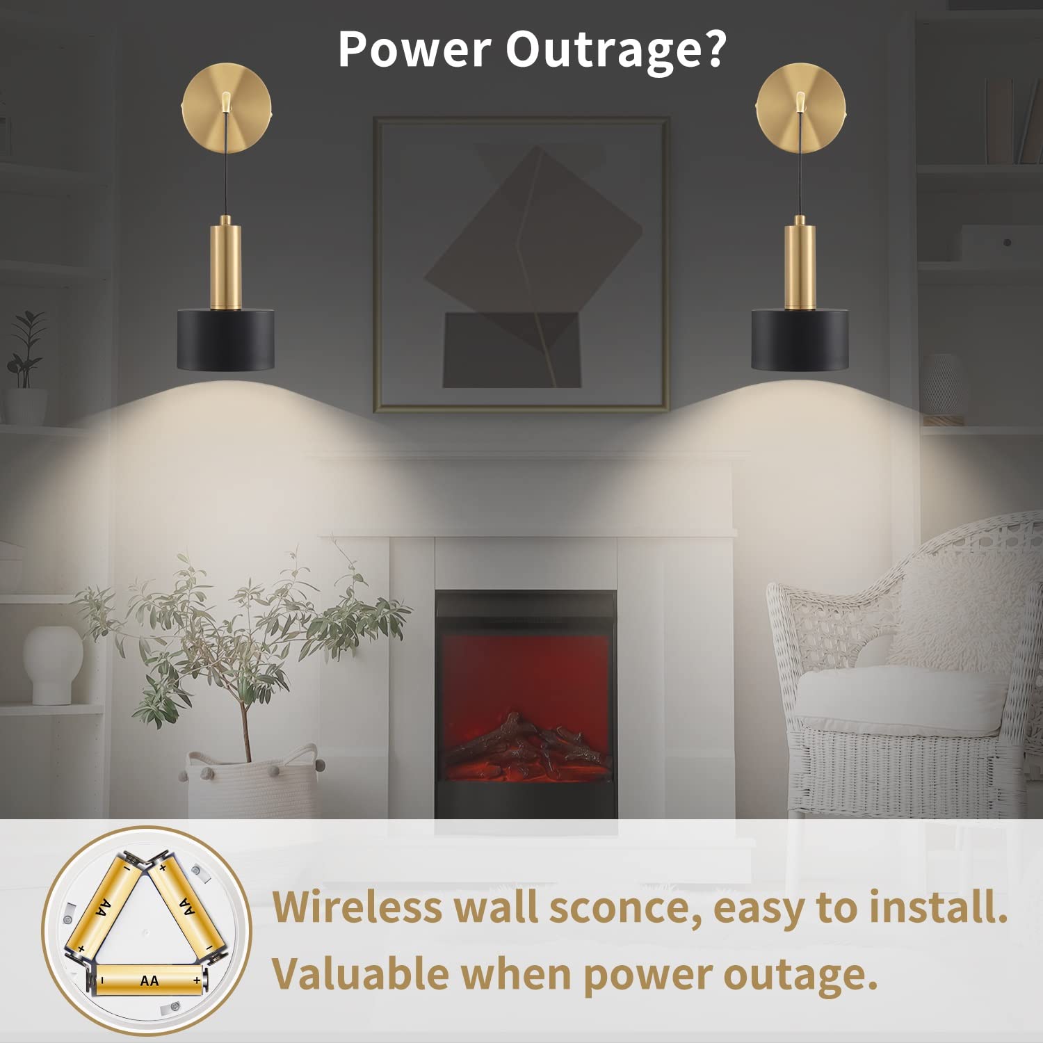 Zlierop 2 Pack Battery Operated Wall Sconce, Adjustable Height Battery