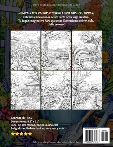 Jardines del Campo Libro Para Colorear Para Adultos: Páginas Para Colorear De Jardines Campestres Pa