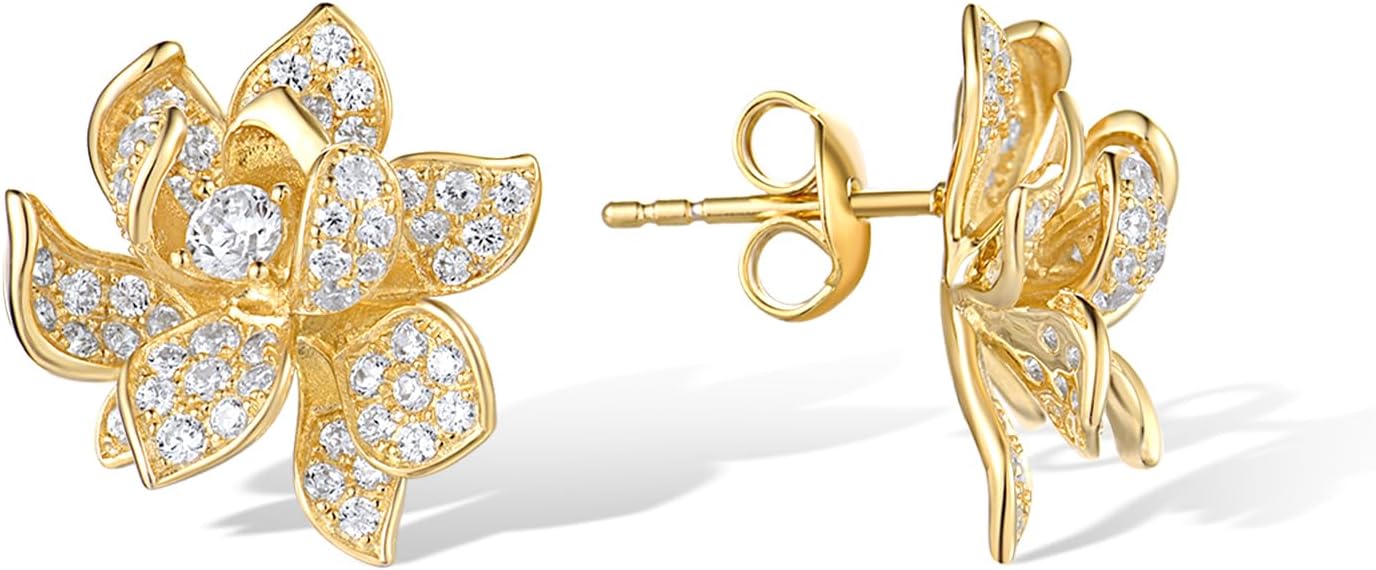 Santuzza Sterling Silver Gemstone Flower Earrings for Women - Image 2