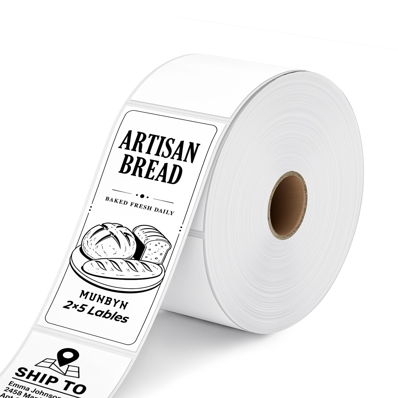 MUNBYN 2x5 Thermal Labels, 500 Sheets/1 Roll, White