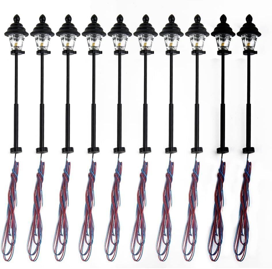 Model Railway Train Lamp Post, 45mm N Scale 1:160 Model Lamp LED Street Lights Scene Decoration for Sand Table and Railway Models (10PCS)