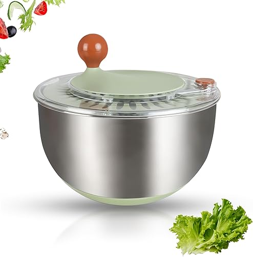 Ensaladera de acero inoxidable de 5 cuartos de galón, cuenco para lavar verduras y frutas con colador, ABS y acero inoxidable, secadora de lechuga