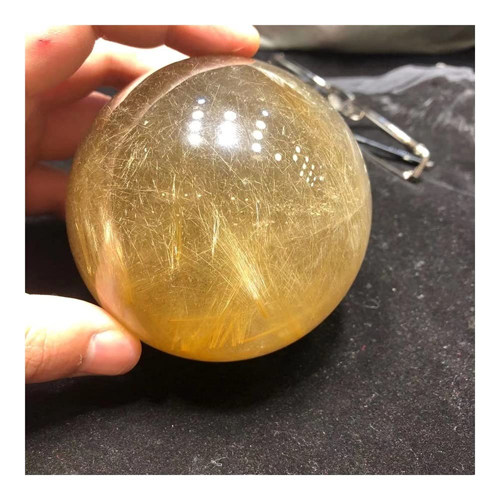 WGPHD Health & Household Natural yellow hair crystal ball, natural stone, healing crystal, shell crystal specimen, chakras, aquarium home decor, (Size : 1pc)