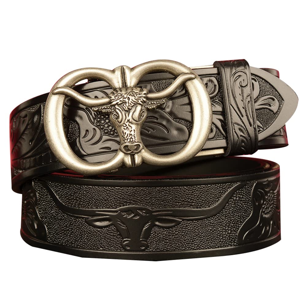 BDAYEK Men's Belt Automatic Buckle Men's Belt Fashion Leather Ratchet Antioxidant Elastic(C,130Cm/51Inch)