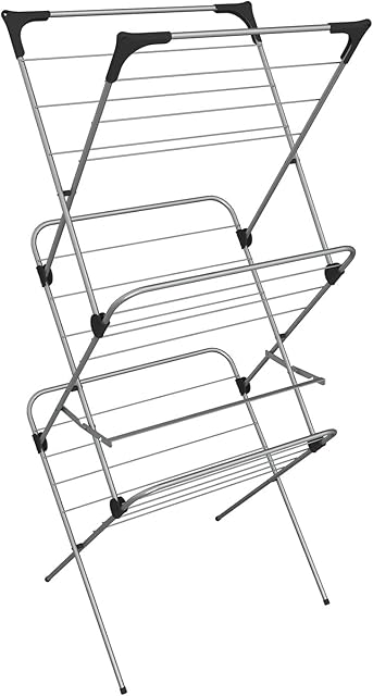 Aspect Clothes Drying Rack, 3 Tier Indoor Clothes Airer, Non Slip Clothes Dryer, Folding Clothes Airer Indoor and Outdoor All Weather Clothes Rack