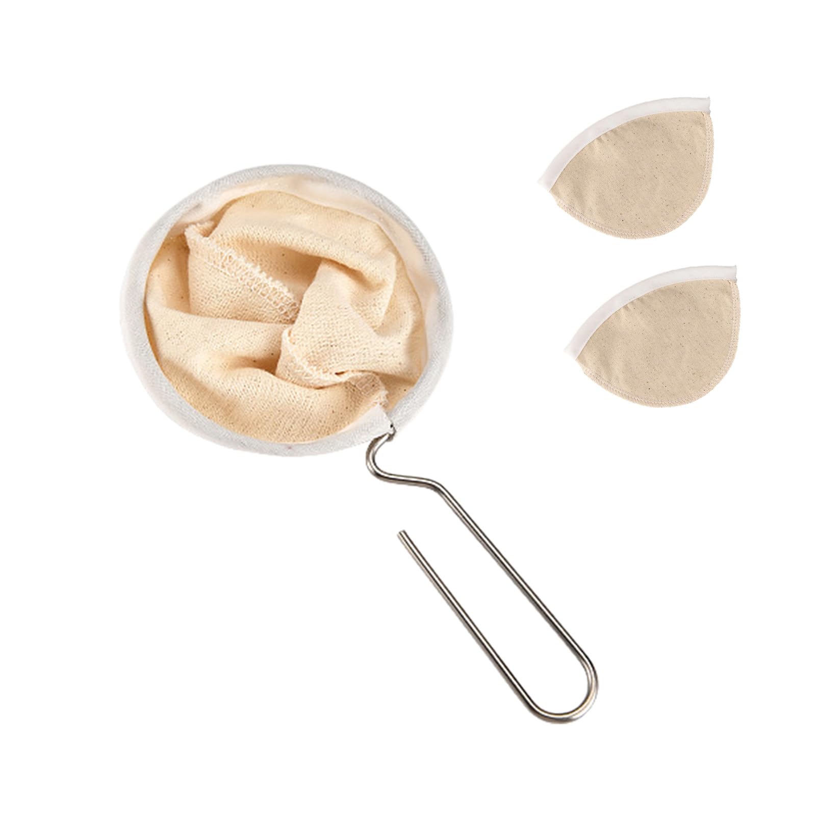 Piceioep Of 3 Thick Flannel Practical Coffee Coffee Sock Strainer with Wooden Handle for Hand Brewing Cloth Filter Pouches Sock