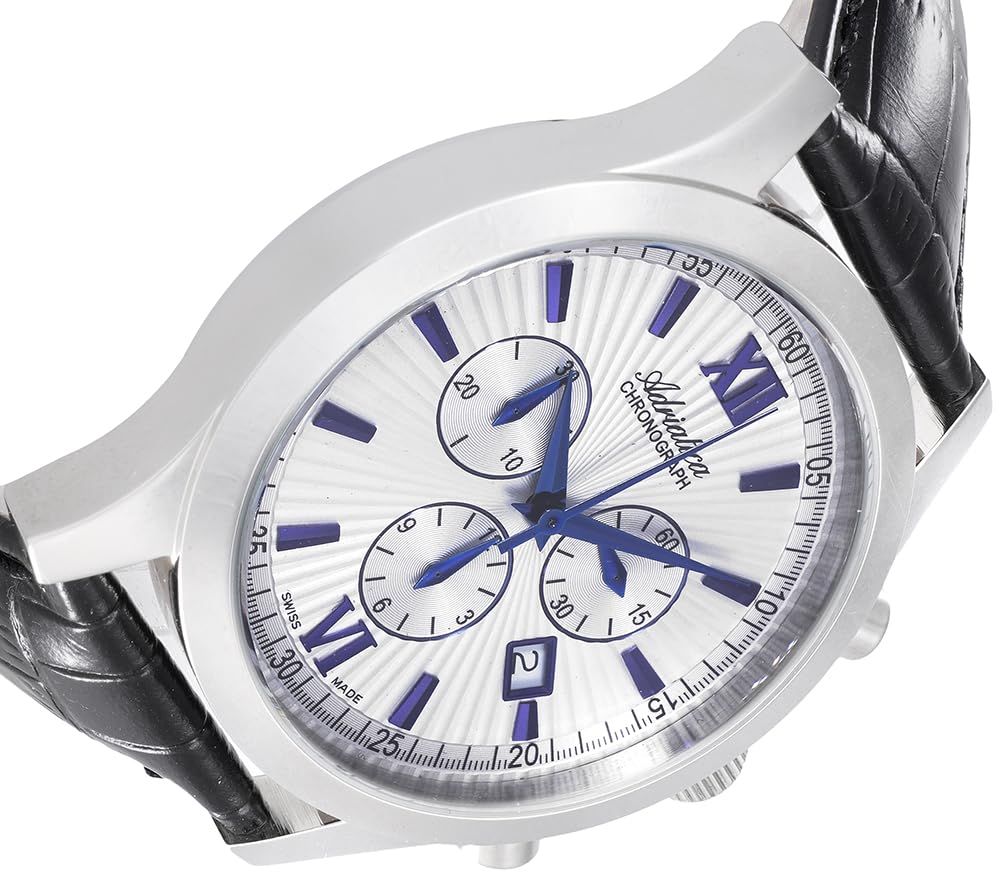 Adriatica Zegarek Męski z Chronografem, Pasek Skórzany, Mechanizm Kwarcowy, Datownik, Model A8140.52B3CH