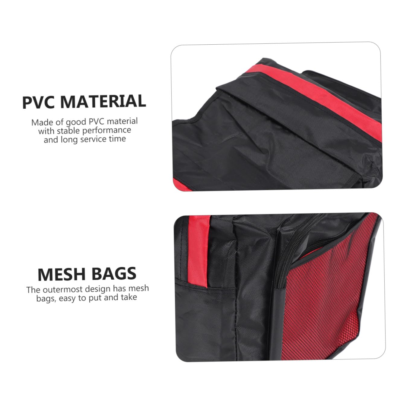 BESPORTBLE Borsa Posteriore per Portapacchi Bici Rossa, Pvc, Capiente | Installazione Semplice, Tasche a Rete per Oggetti Piccoli, Compatibile Fanale Posteriore