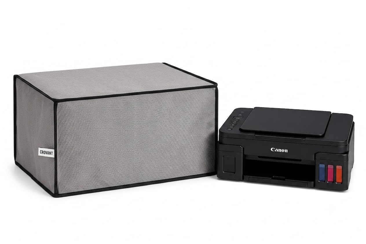 Printer Cover for Canon PIXMA G2010, G2012, G3010 & G3012 | PVC Coated | Waterproof, Dustproof & Washable | Open Bottom | Silver | 43 x 34 x 16 cm-picture-16