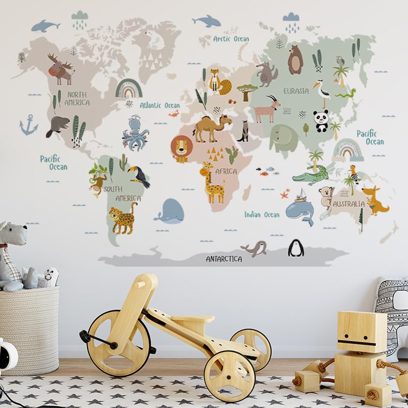 Educational World Map Wall Stickers...