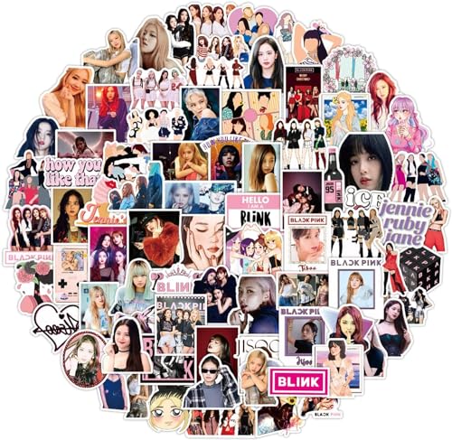 Image of Titu Ki Baatein 50 Pcs Stylish Stickers Inspired by Black Pink for Teen Girls. Trendy Singer Vinyl Decals Suitable for Laptops, Phones, Notebooks, Water Bottles, Cars, Guitars, Journals, and Luggage.