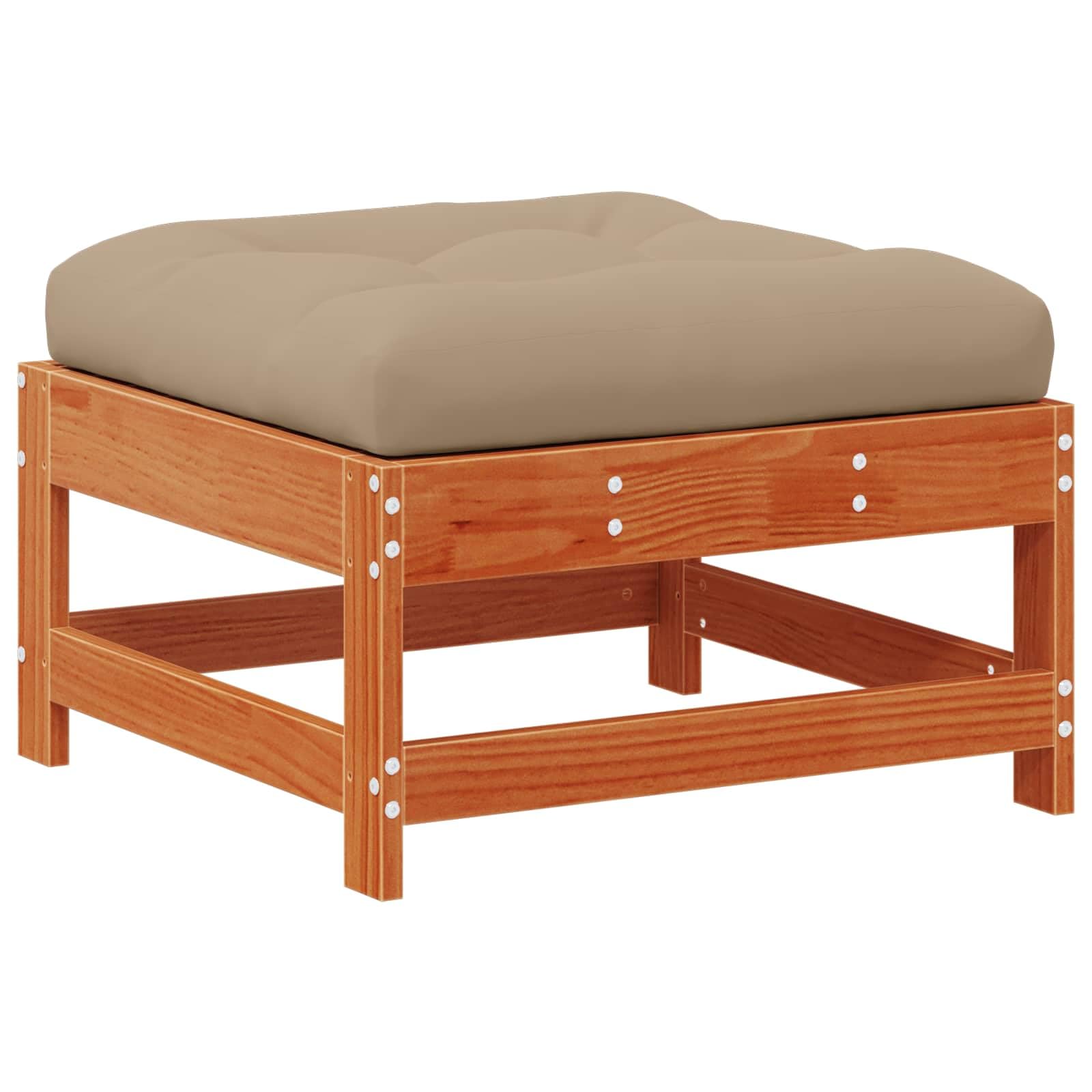 Juego de sofá modular para exteriores de madera maciza de pino en color marrón cera, 190 x 62 x 70,5 cm, con cojín de espuma para un asiento flexible y un diseño moderno