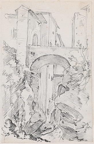 Miniatura 3 de ArtDirect Joseph-Marie Vien 13x18 Black Modern Frame and Double Matted Museum Art Print Titled - A High Bridge in Tivoli (1744-1750)