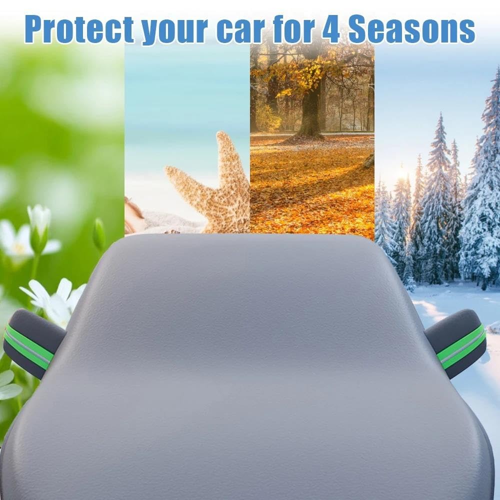 Parabrisas Delantero Protección Total Cubierta De Nieve para Coche Raya Reflectante Invierno Anti-Hielo Tela Oxford Parasol Universal Cubierta Parabrisas Coche(240x150cm)