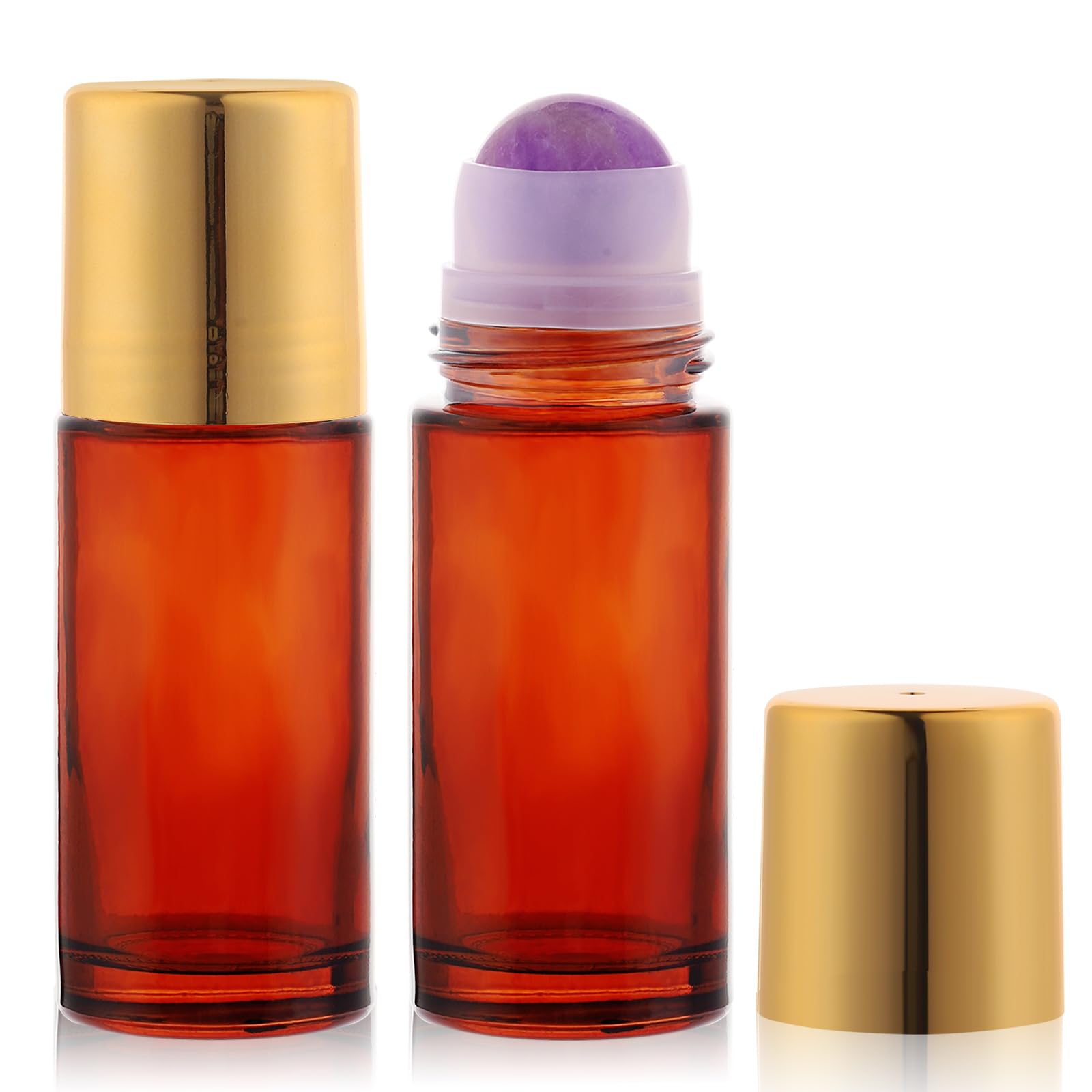 RAMFIYN 2 pack Large Amber Glass Roll on Bottles - refillable containers | Mubboo