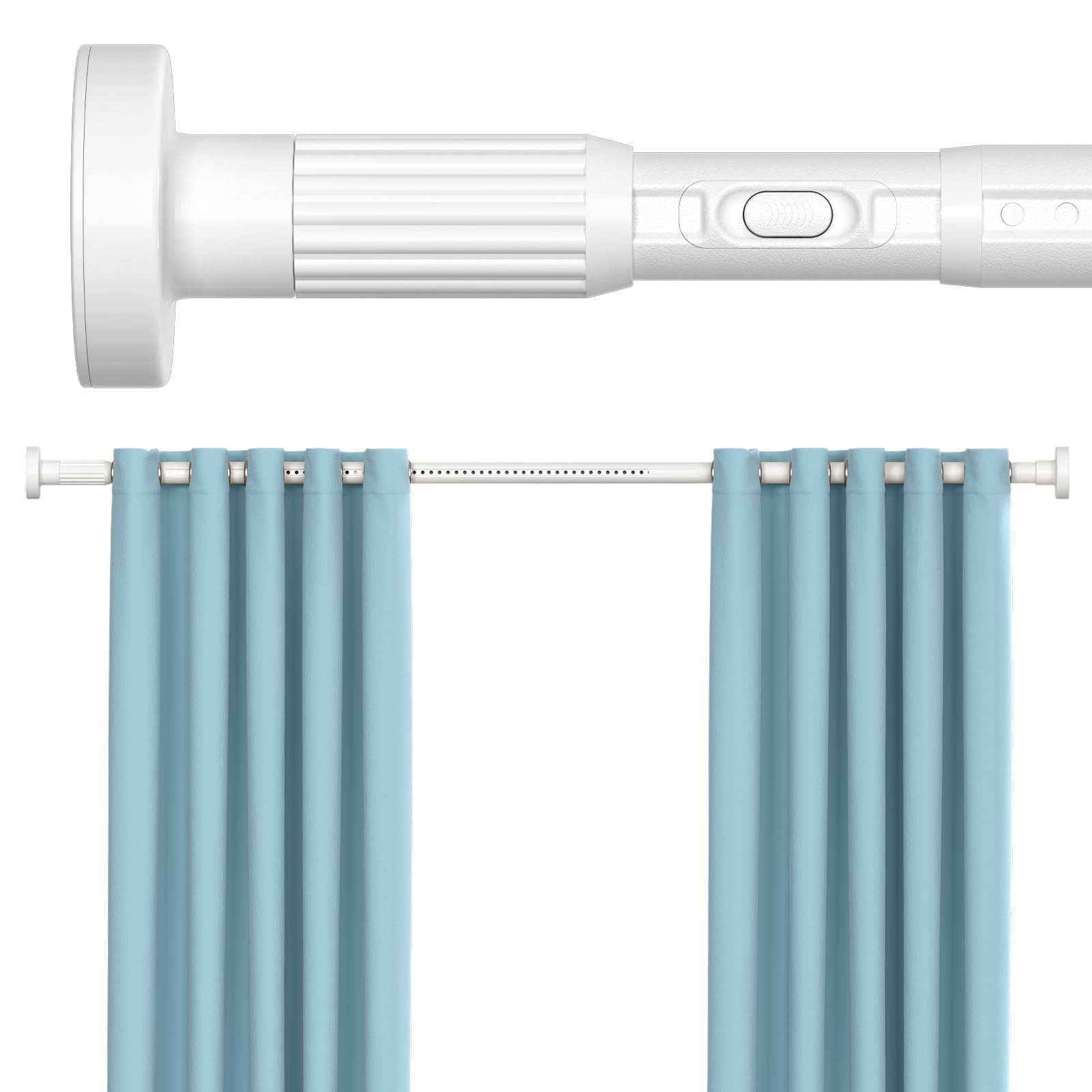 White Tension Curtain Rods 41-146 In Extra Long Outdoor Patio Curtain Rods No Drilling Adjustable Heavy Duty Tension Rods for Windows Bathroom Living Room Curtains, Rod Diameter 1.26In