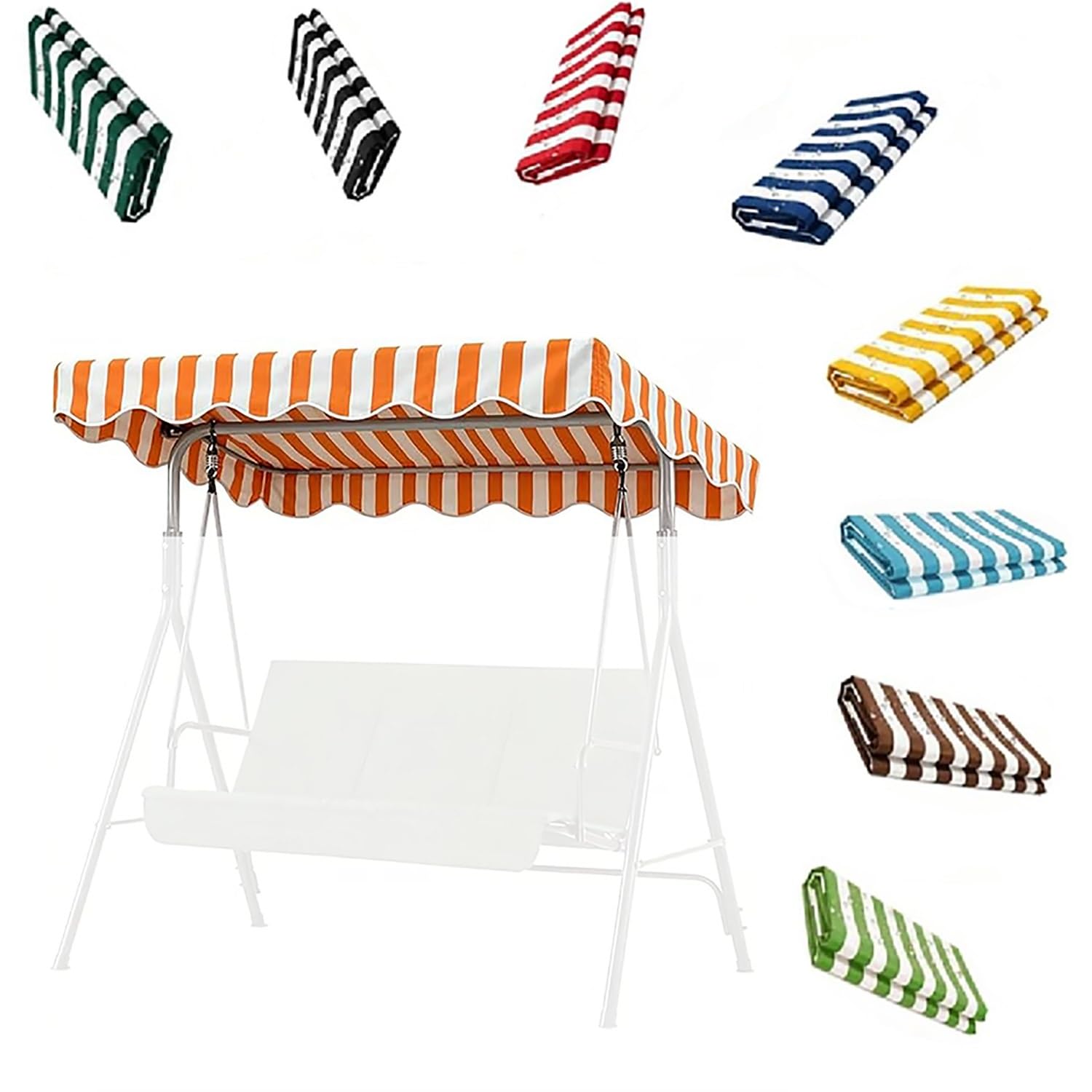 YCXHGK Outdoor Patio Swing Striped Canopy Replacement Cove, Stripe Porch Swing Replacement Top, Awning Cover for Garden Beach Poolside Furniture(Orange,195x115cm/76.8x45.3in)