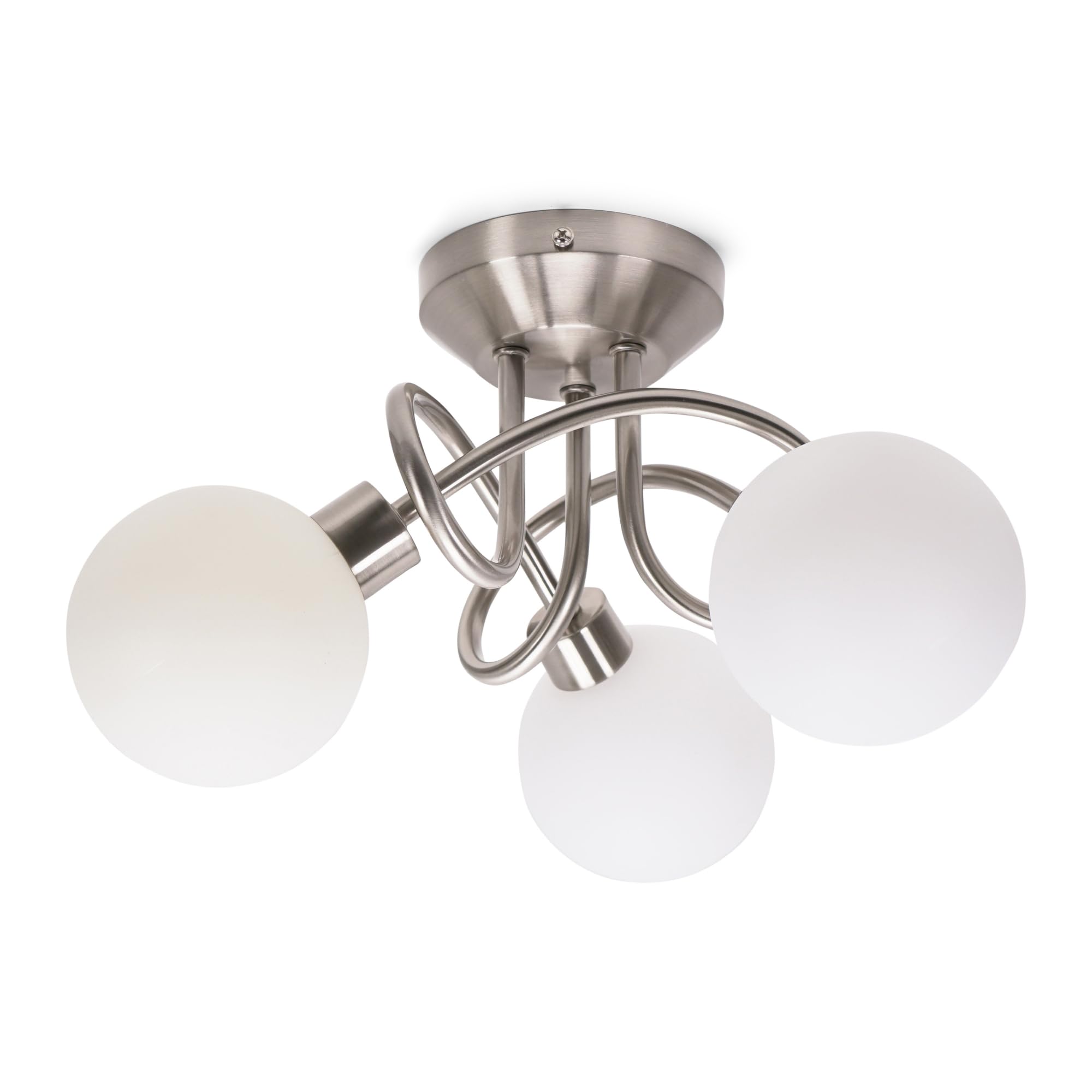 ValueLights Velika 3 Way Opaque Flush Chrome LED Ceiling Light - Silver - 3 Shades