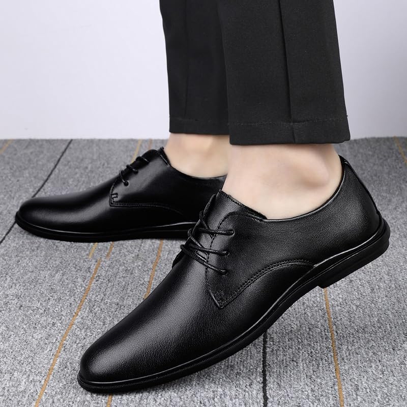 Men Flat Dress Shoes Oxford Lace-up Round Toe Men's Prom Wedding Leather New Shoes Non Slip Anti-slip Low Top Block Heel Business2