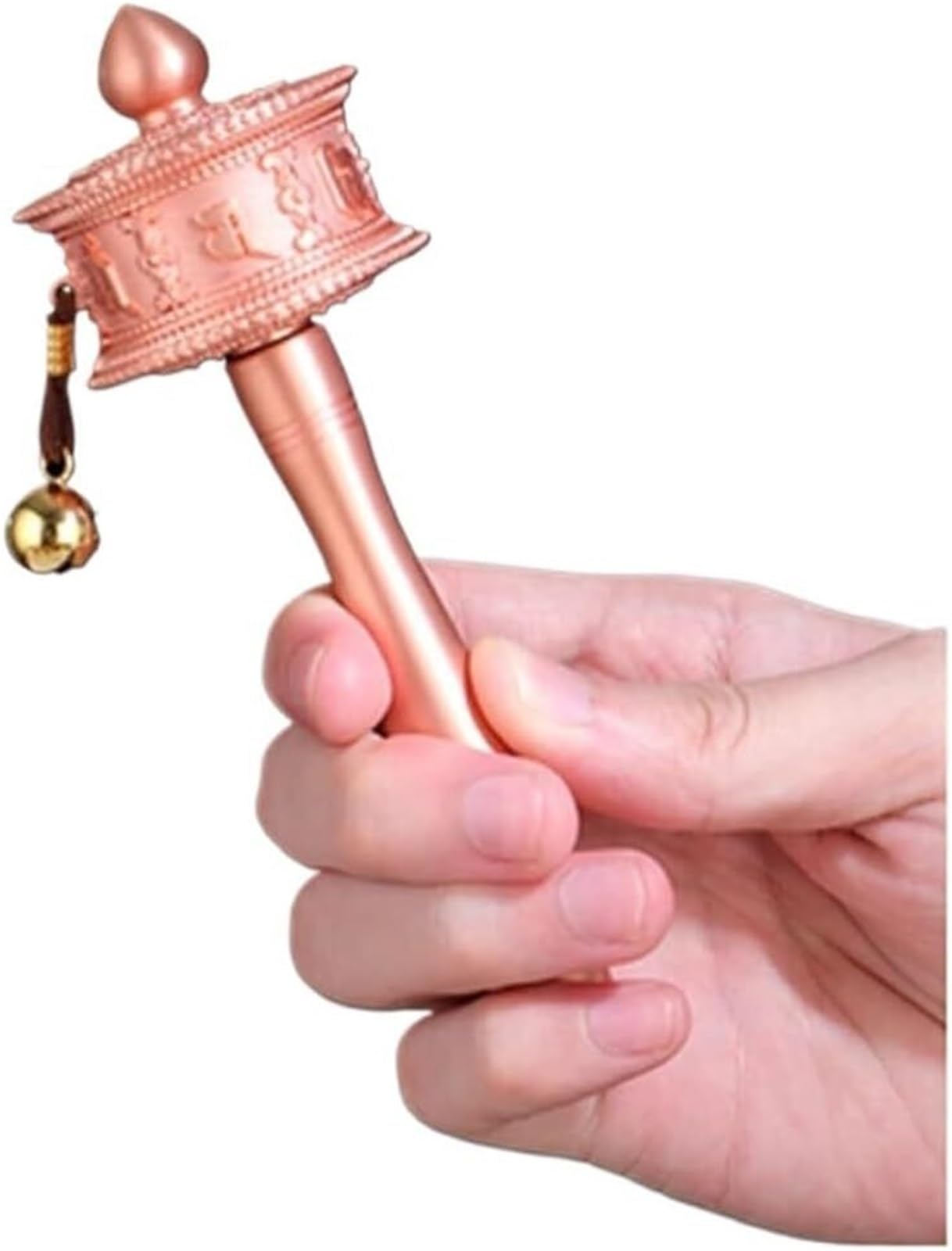 VHJdtE Prayer wheels, Wheel Tibetan copper prayer wheel hand-held rotating mantra used for meditation(Brass,S)