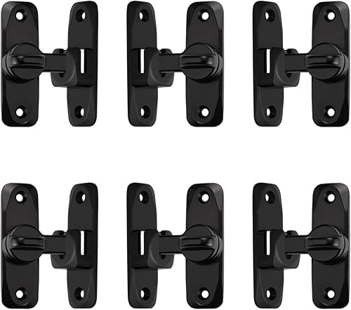 Miniatura 8 de Paquete de 6 pestillos para puerta de granero, cerradura de puerta de 90180 grados, cierre de cerradura de puerta de ángulo recto de aleación de