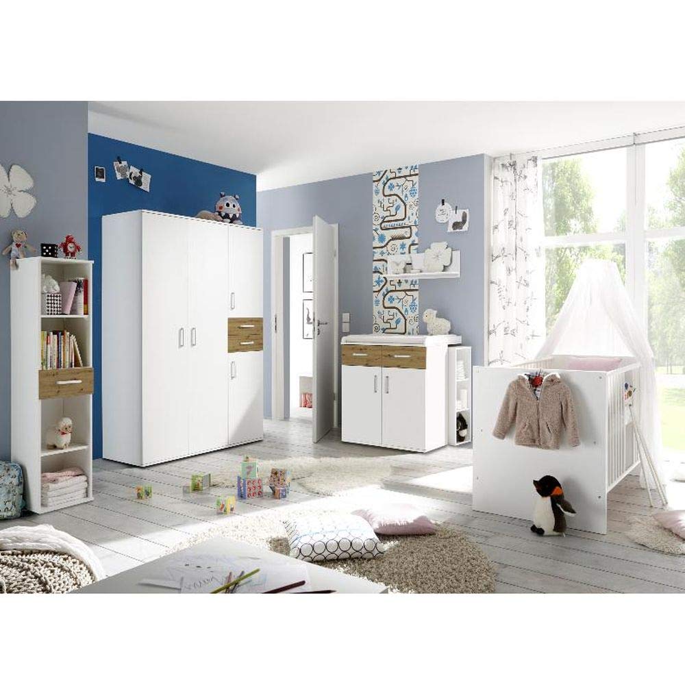 Sienna Kinderzimmer Komplett-Set 20064 - Babyzimmer 7 TLG. Komplett Set Baby Komplettset mitwachsend (Asteiche)