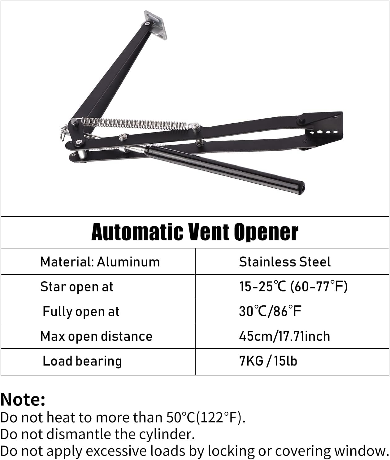 Aramox Automatic Vent Opener, Greenhouse Opener Auto Vent Temperature Sensitive with Double Spring, for Aluminum Frame Greenhouses 15-25 15lb Load Bearing