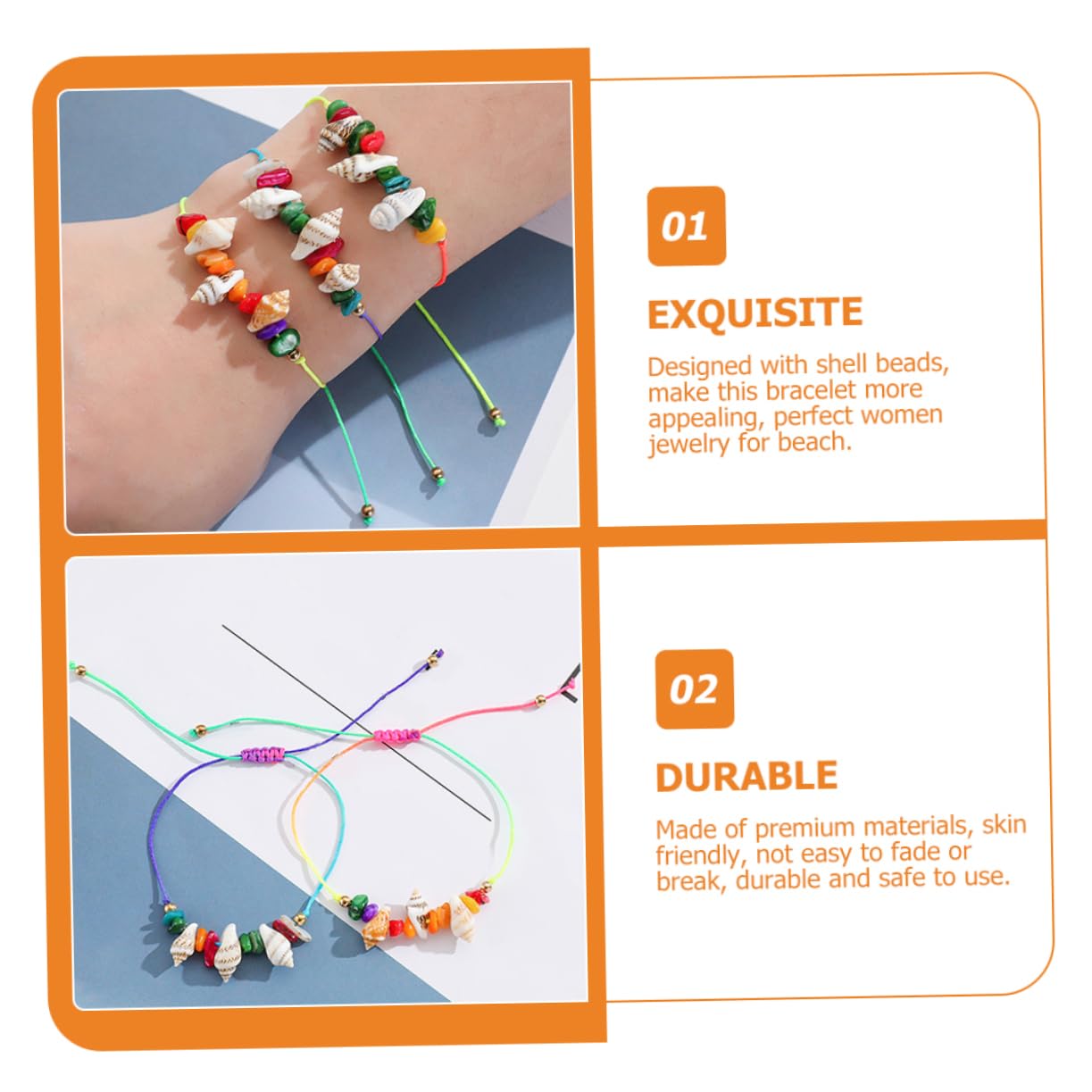 GALPADA 48piezas Pulsera De Concha y Tobillera De Playa Joyería Bohemia Para Mujeres y Niñas Accesorios De Verano