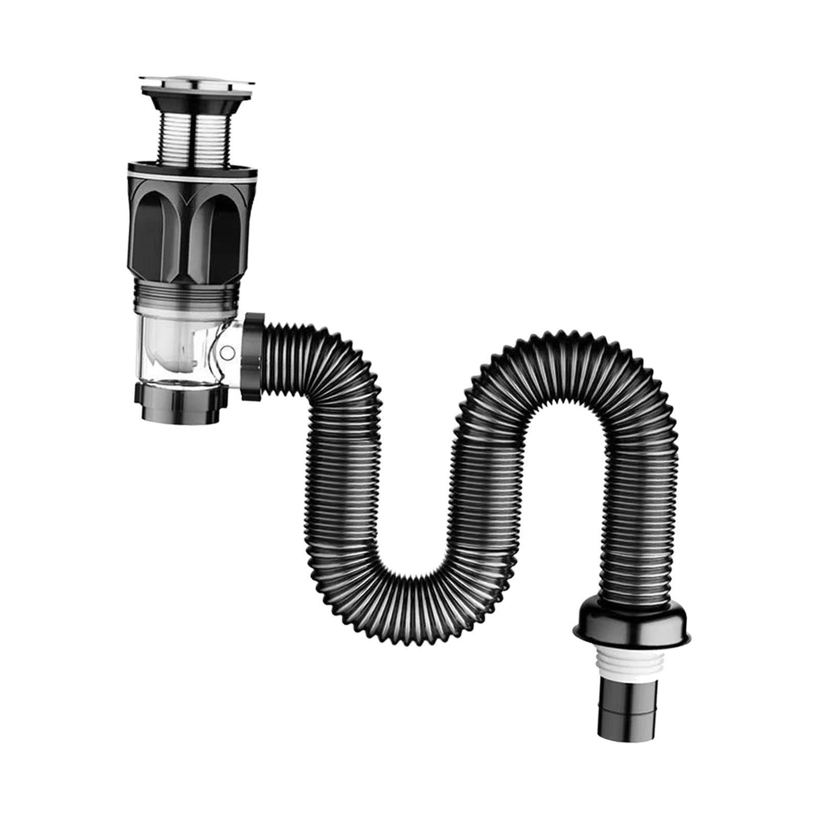 PUXZYAX Drain Pipe Kit Bathroom Sink Flexible Sewer Pipe Reliable Adjustable Plumbing with Odor Prevention Bathroom Sink Drain is Made of ABS Flexible Sewer