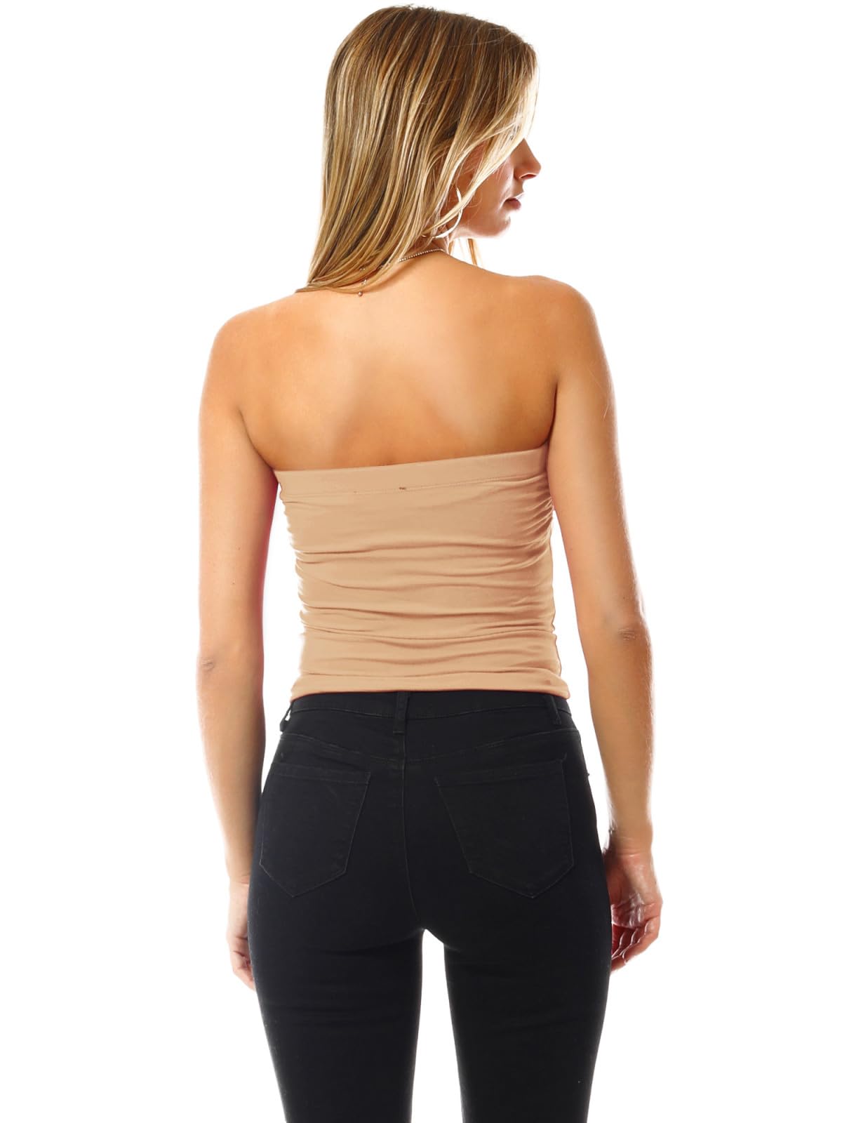 MixMatchy Damen-BHS mit integriertem BH, doppellagig, seitlich, gerafft, Y2K, 3er-Pack