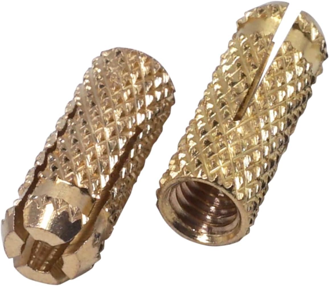 (Pack of 50) Brass Drop in Anchors 1/4" x 7/8" (M6 x 22 mm), Bolt Sleeve, Expansion Wall Dowels, Masonry Concrete Anchor