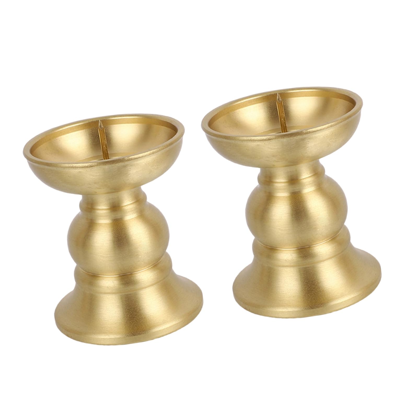 Tfaoys Multicolor 2Pcs Devotional Brass Stand For Buddhist Altars Base Design Candleholder Oil Lamp Religious Decors Temple Brass Holders