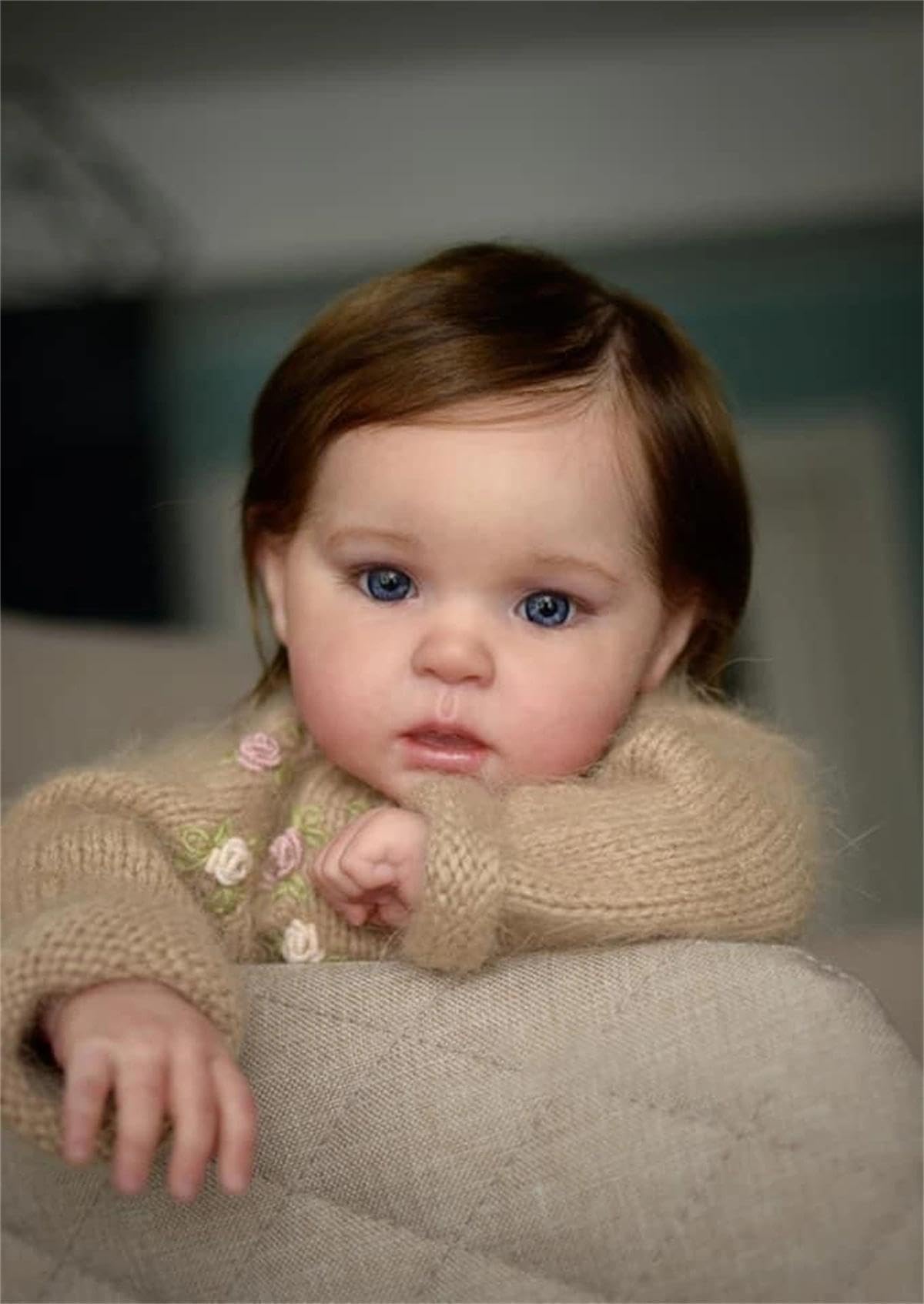 Zero pam Lebensecht Reborn Baby Mädchen Augen Offen, 50CM Realistisch Baby Puppe Mit Haaren, Lebensecht Reborn Toddler Mädchen Puppen, Lebensgroße Babypuppe Weichkörper Mit Zubehör