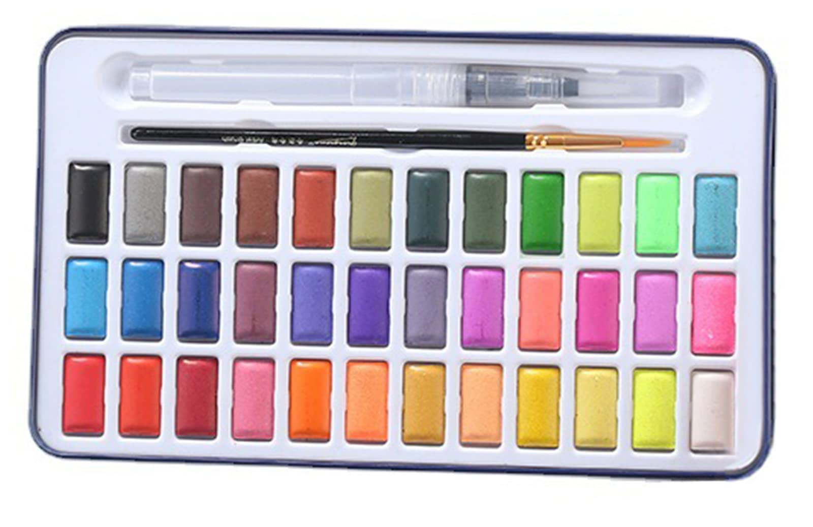 WANGCL 36 Colours Watercolour Paint Set Portable Metal Tin Premium Quality Assorted Vivid Colour Paints with Paint Brush for Beginners Students Artists