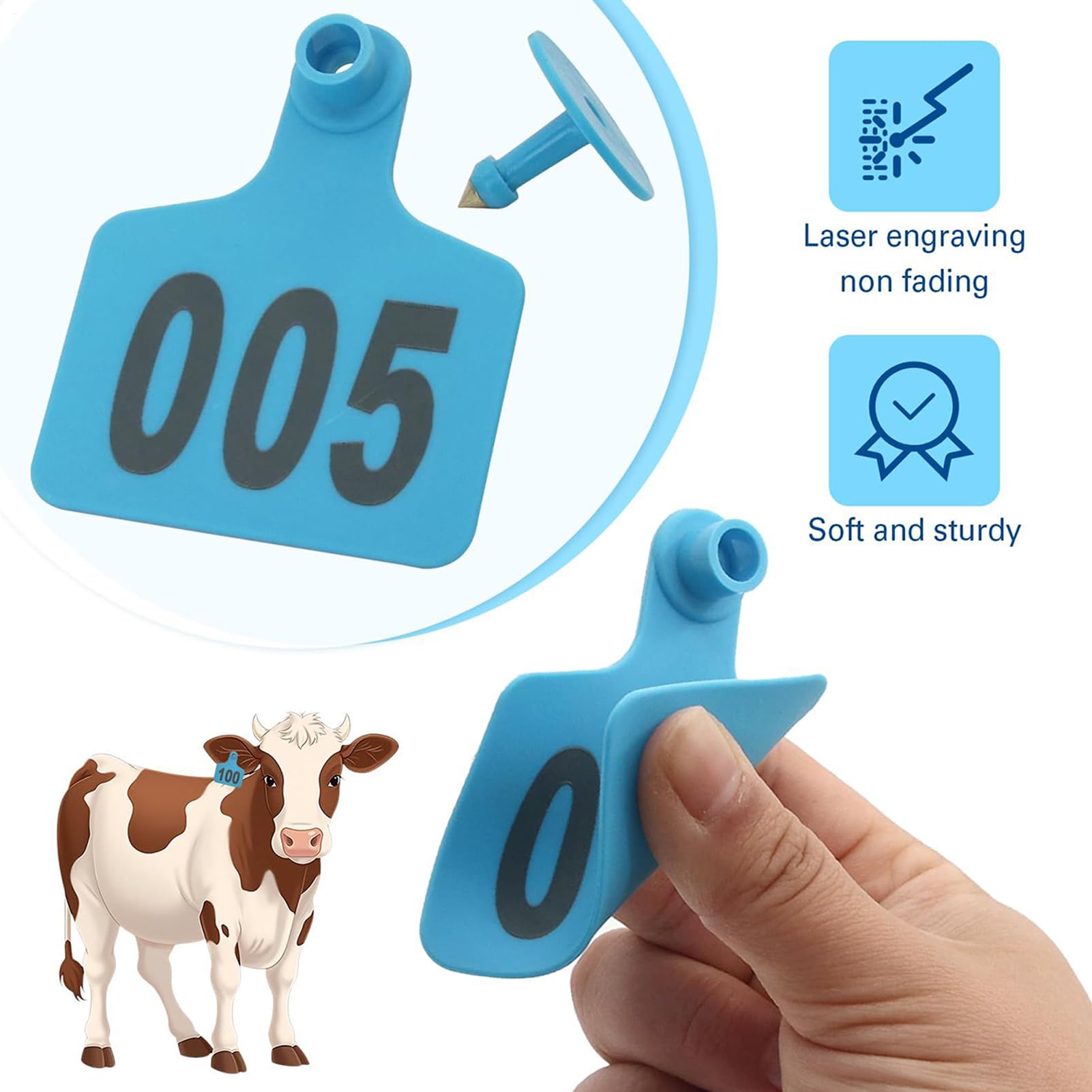 Crotales Para Vacas, Kit Aplicador De Crotales Para Ganado Vacuno, Números 001-100, Para Programas De Cría, Granjas Lecheras, Cría De Cabras Y Ovejas, Rastreo De Fauna Silvestre