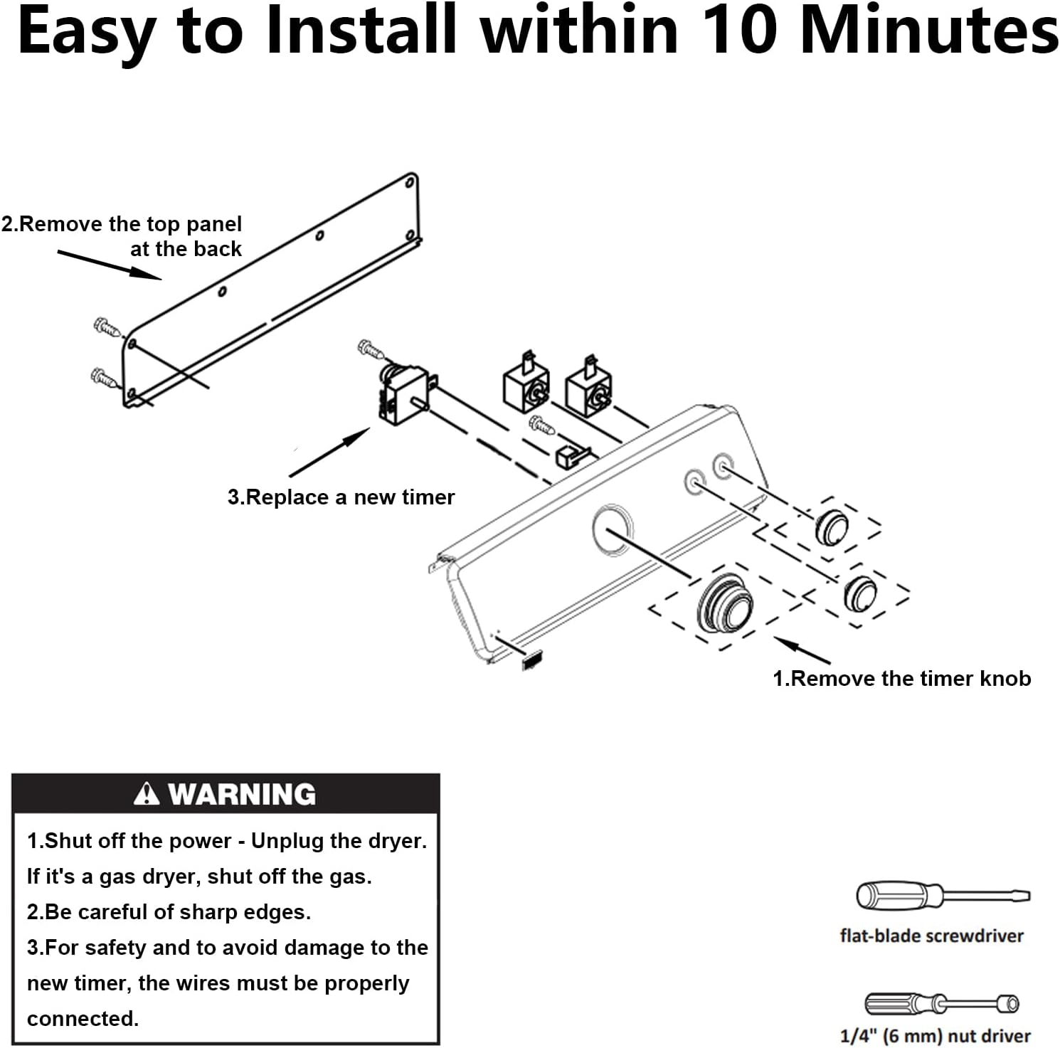 W10854240 W10642934 Dryer Timer Compatible with Whirlpool Dryer Timers YWET4027HW2, YWET4027EW0, YWET4024HW0, 115V 60Hz OEM Dryer Timer Replacement for 4383816, PS11731277, 2-Year Warranty