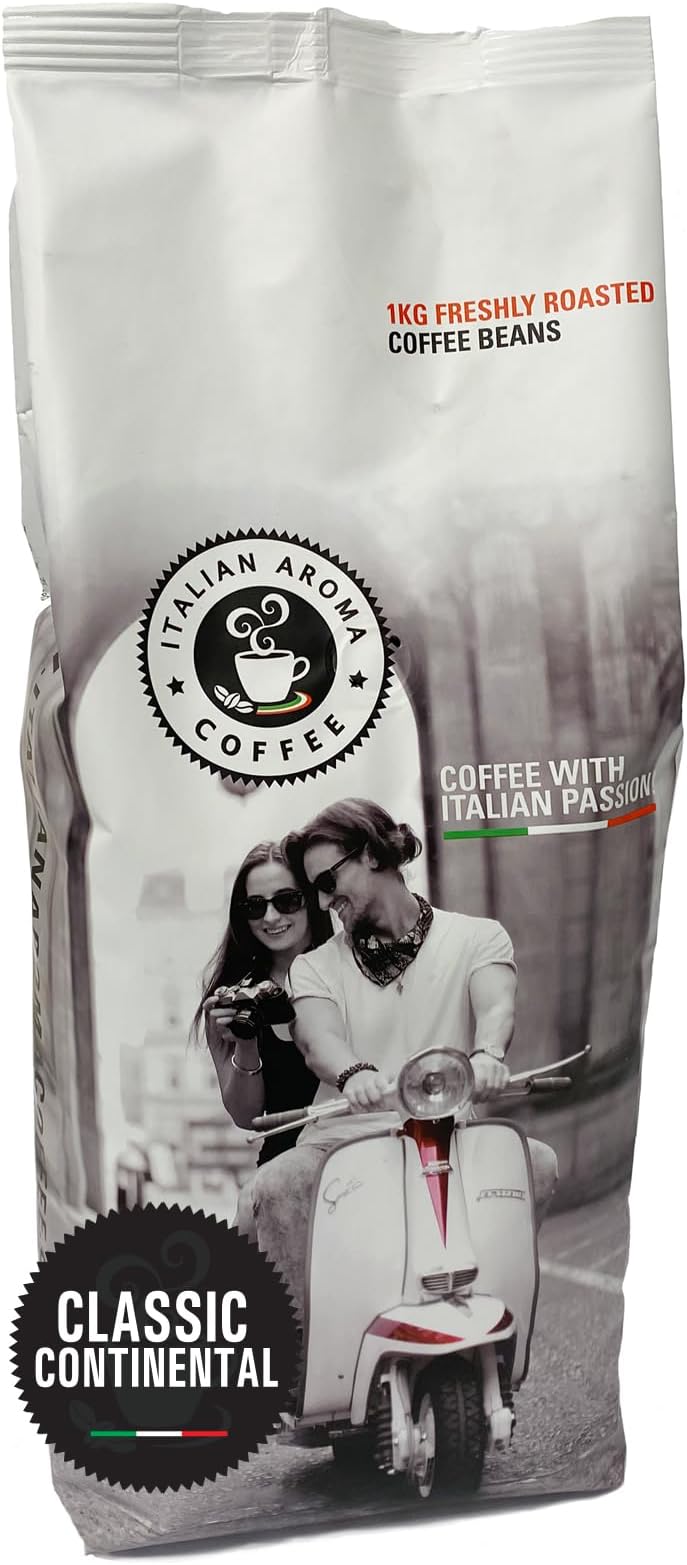 1KG - Whole Coffee Beans - CLASSIC CONTINENTAL - Very Dark and Luxurious - Traditional Italian Coffee Flavour