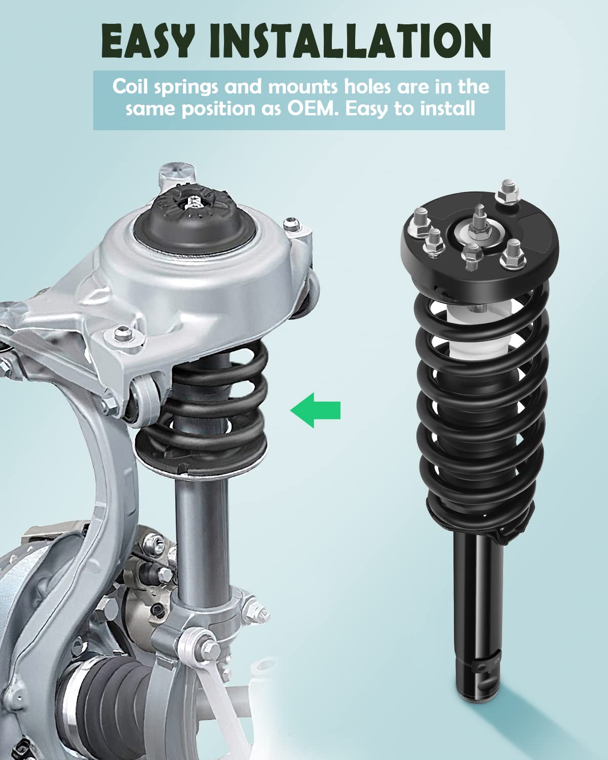 SCITOO Complete Strut Shock Coil Spring Assembly Kit Fit for 20042008