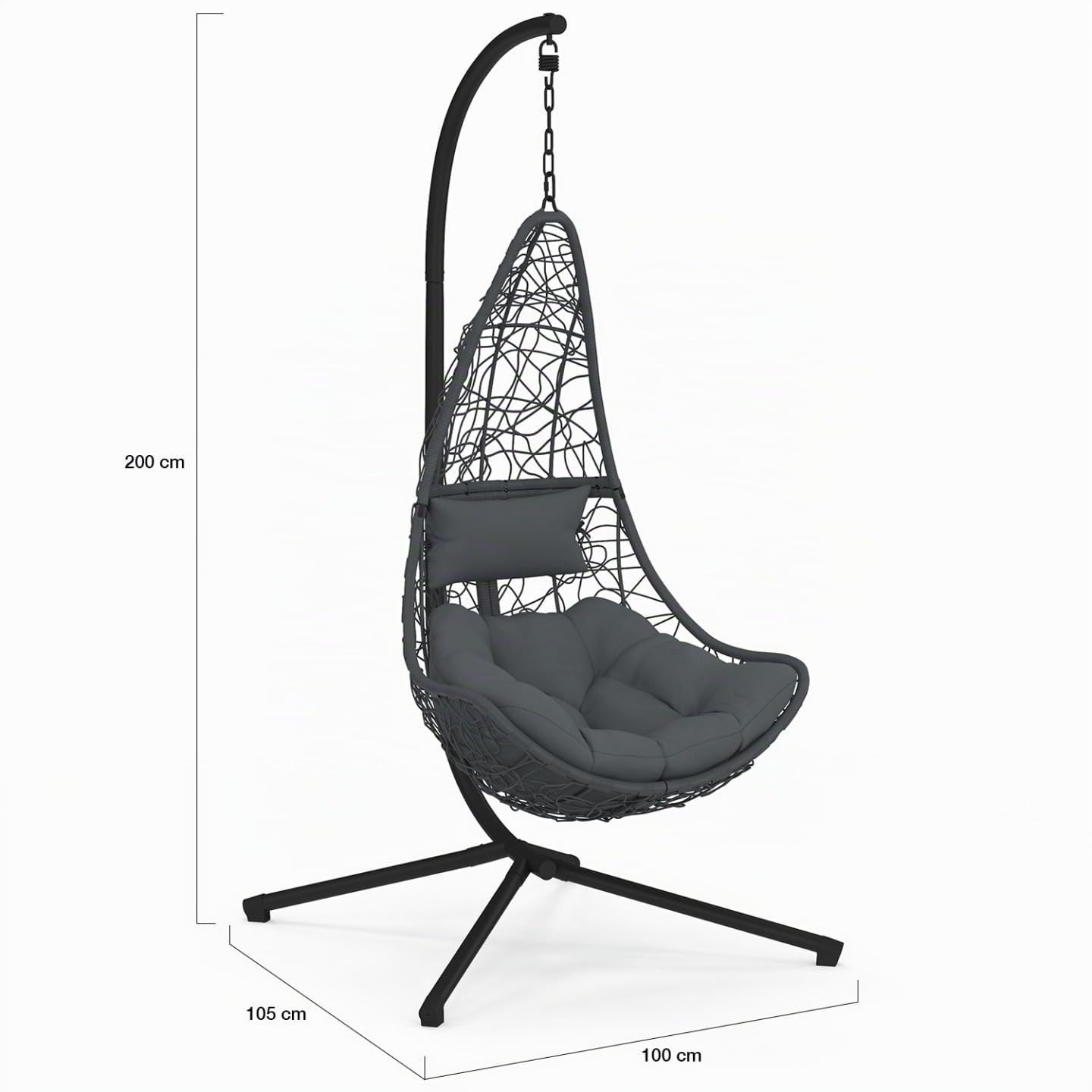IDMarket - Fauteuil Suspendu Demi-Lune ajouré Effet rotin Gris