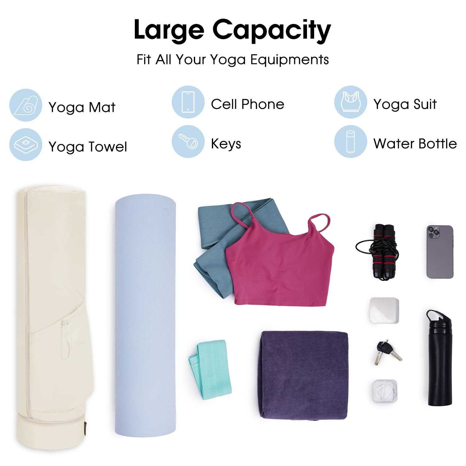 sportsnew Yoga Mat Bag Large with Carrying Strap, Bottle Pocket and Wet Compartment - Image 4