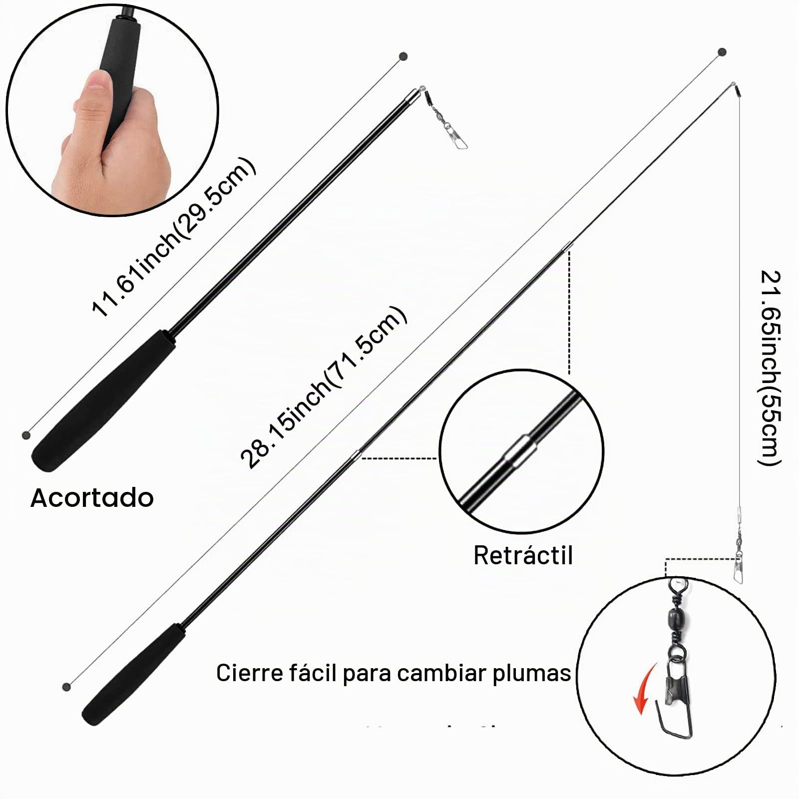 9 Piezas Juguete Plumas Gato,Juguetes para Gatos Caña Gato,1 Varita Retráctil,con 8 Repuestos de Plumas, Pájaros y Ratones