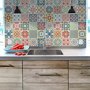 Tegelstickers zelfklevend – cementtegels – wanddecoratie tegelstickers voor badkamer en keuken – cementtegels…