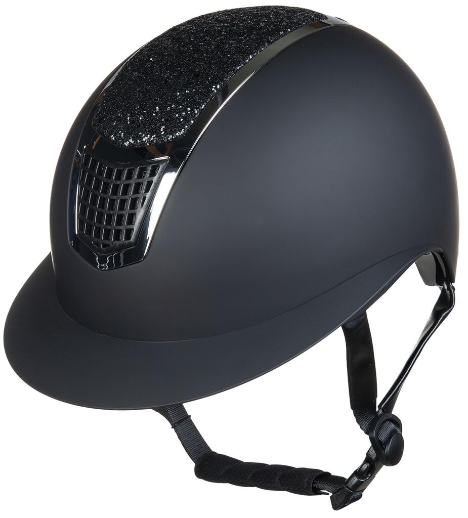 HKM Glamour Shield Casco de Montar para Mujer Negro/Plateado 56-58 cm
