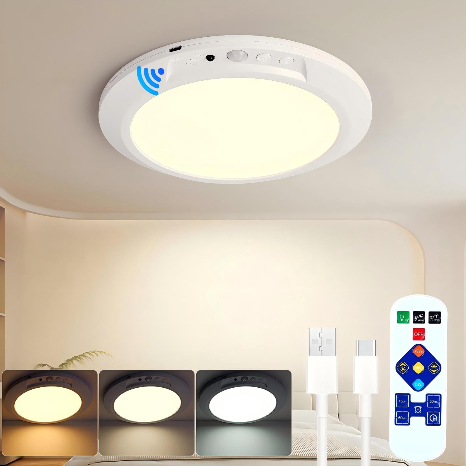 Lampada da soffitto ricaricabile con sensore di movimento, luce per armadio