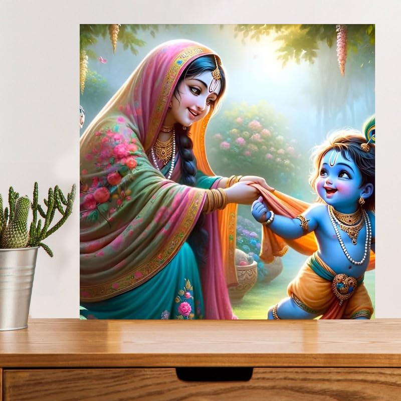 Image of British Terminal Cute little Bal Gopal Baby God Krishna| Kanha Ji | Laddu Lord Makhan Chor Painting Religious Poster for Pregnant Women for wall (matt thin vinyl,sticker,multicolor,unframed)| bj252