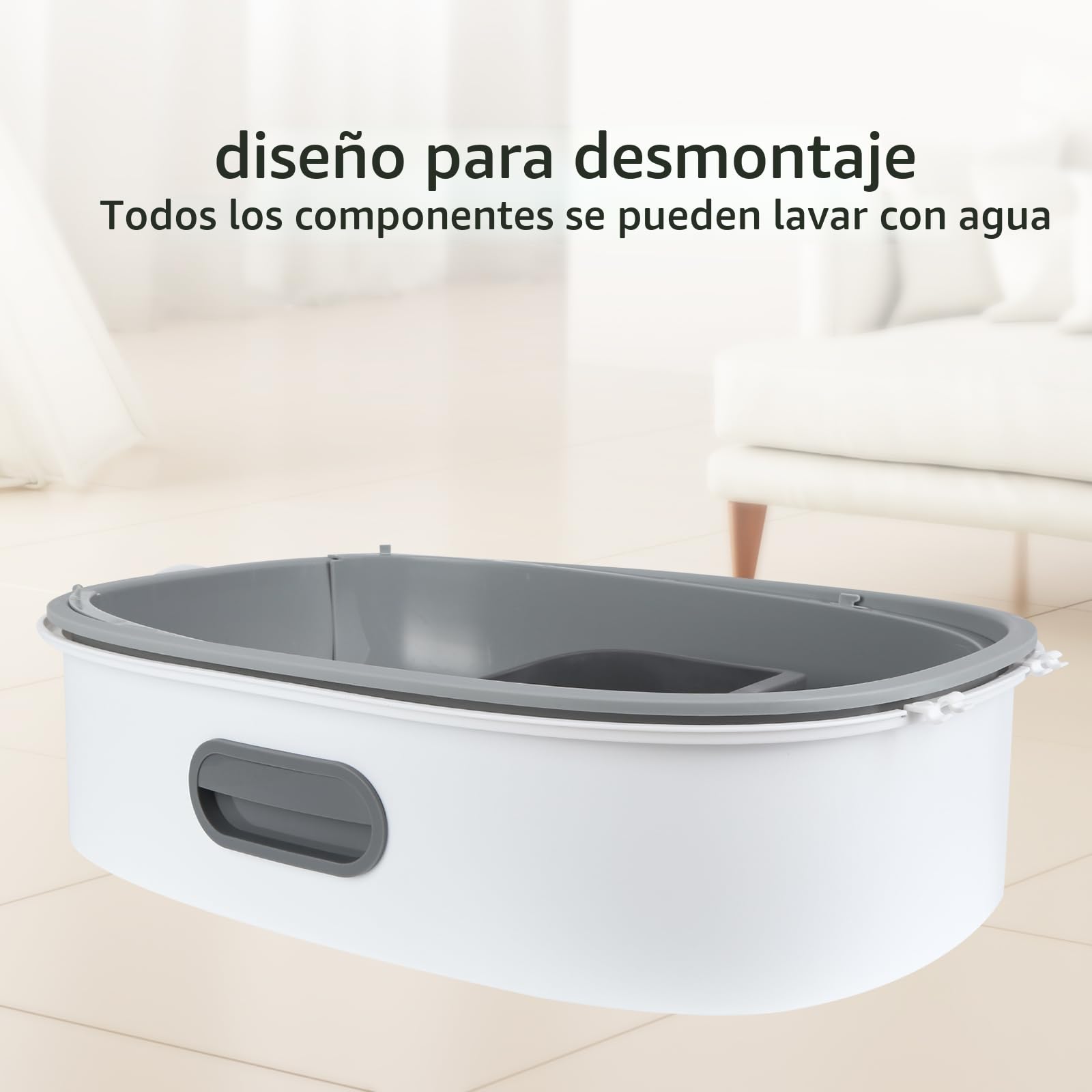 WODFARR - Arenero autolimpiable para gatos, plástico, polipropileno, con bolsa ambientadora y pala para arena para gatos, color gris