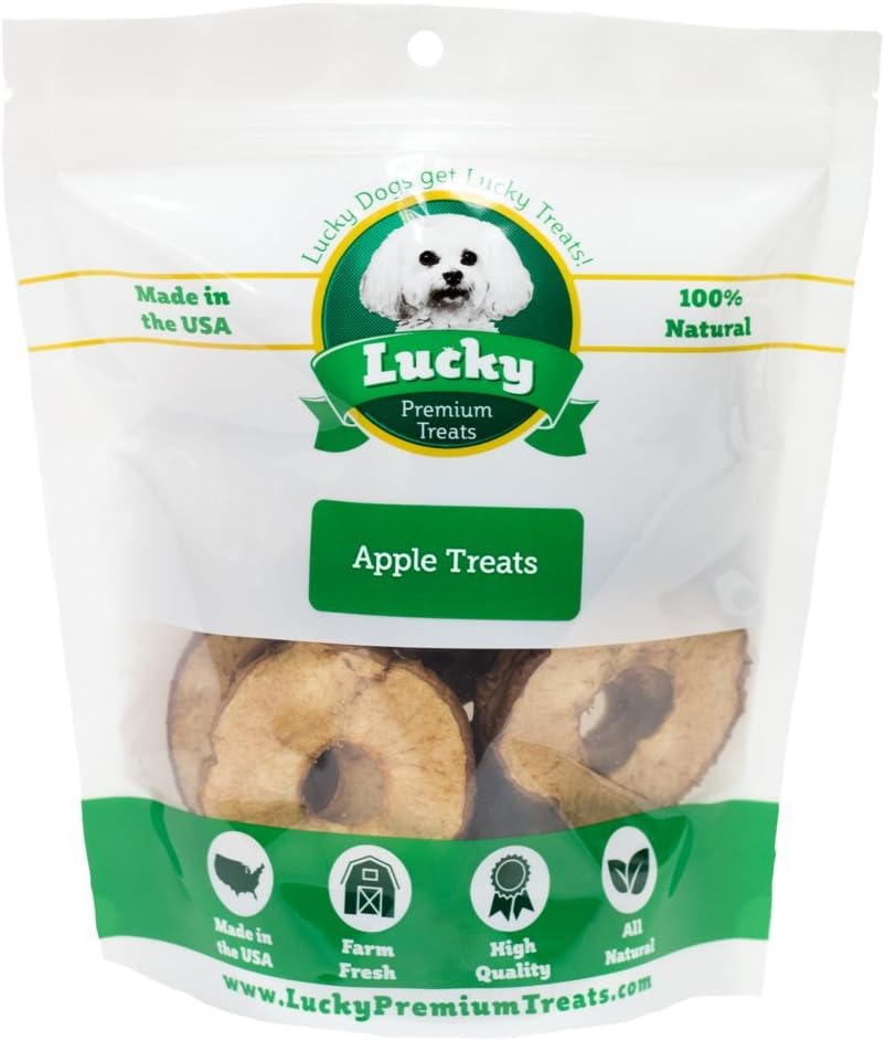 Lucky Premium Apple Rings – Thin, Crispy, All Natural Jerky Apple Treats for Dogs, Vegetarian Dog Treats with Real Fruit (32 oz)