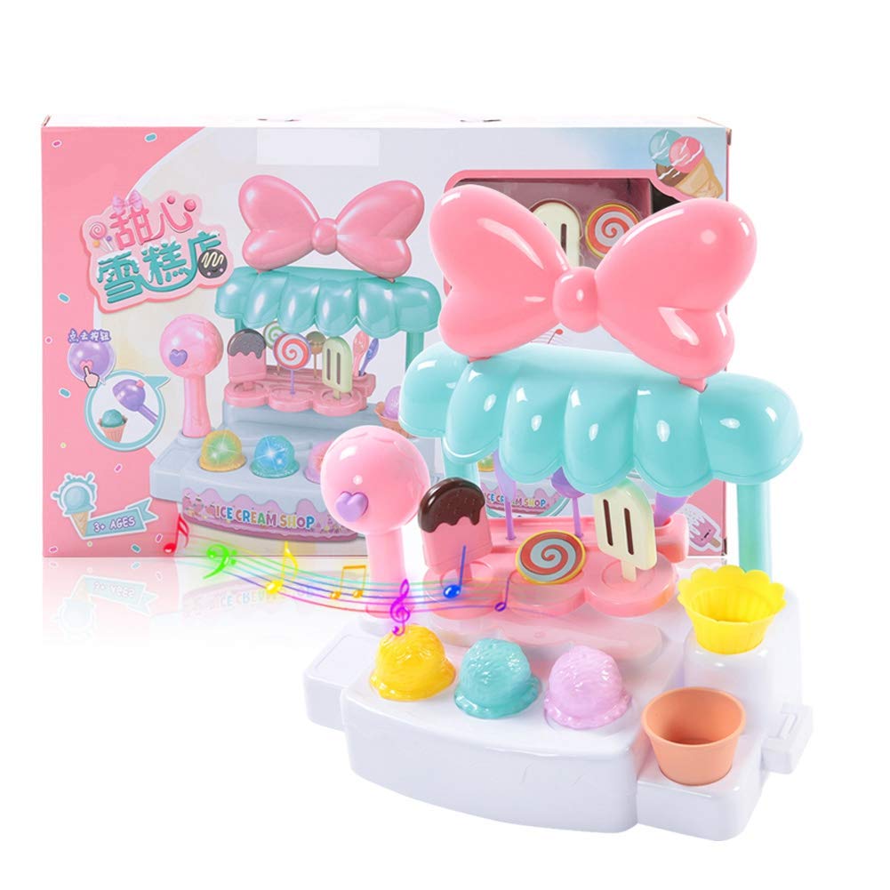 NIBEMINENT Children Pretend Role Play Toys Mini Candy Cart Detachable Ice Cream Shop Toys